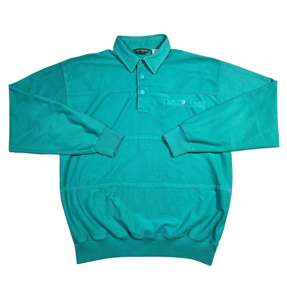 Vtg Hill & Archer Mens L Collared‎ Rugby Pullover Long Sleeve Retro Grunge Punk